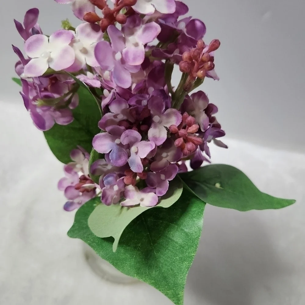 Faux Purple White Lilac Clear Jar Farmhouse Home Decor Accent